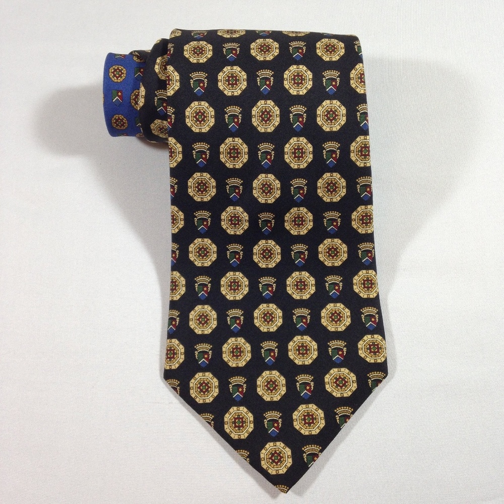 Tommy Hilfiger Mens Silk Neck Tie Gold Crest